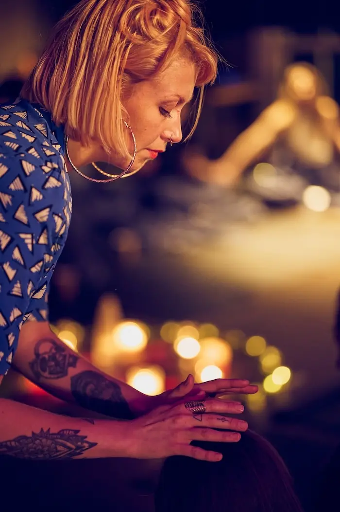 Lucy performing a sacred ceremony